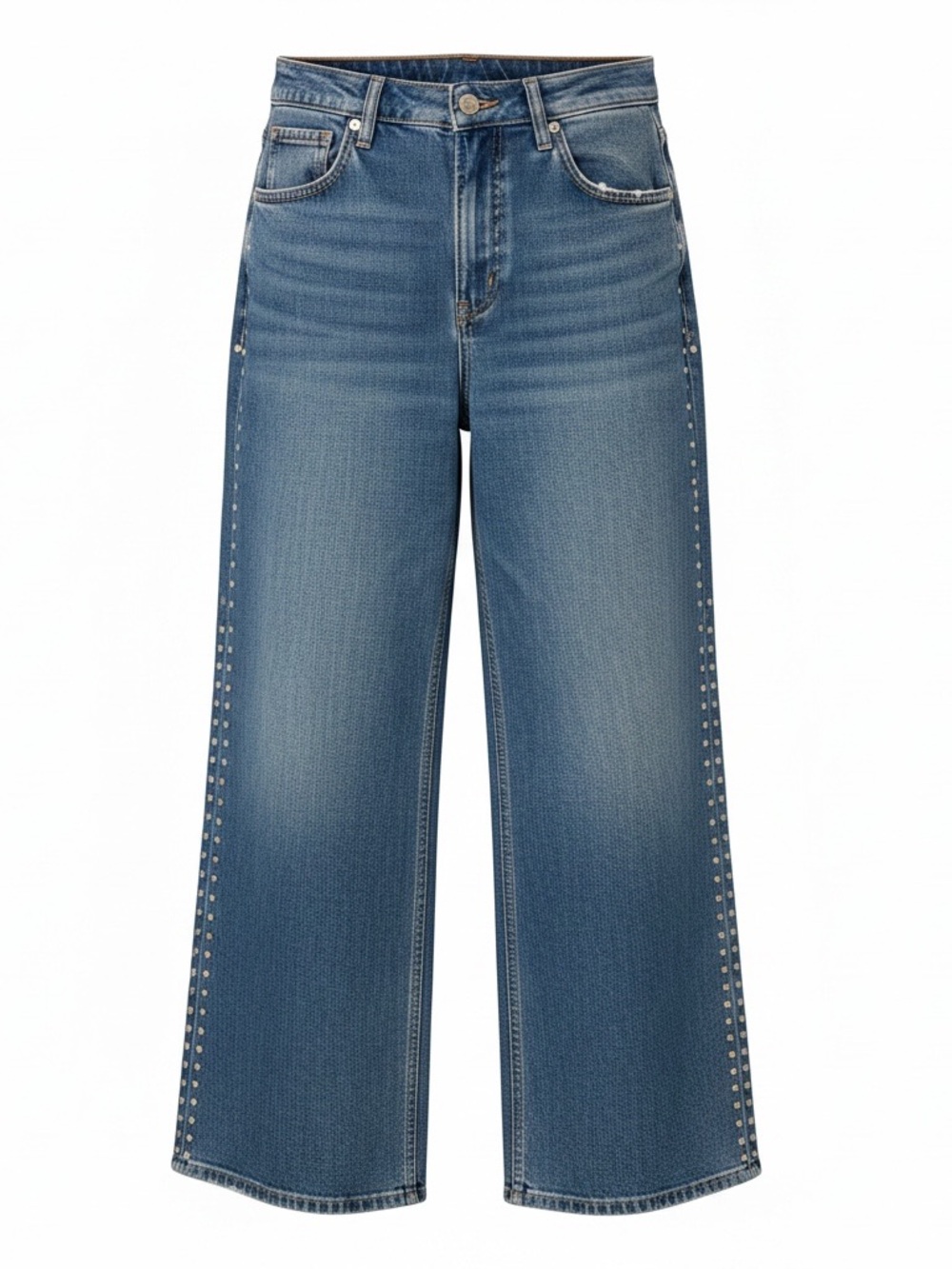 PINK Victoria's Secret Medium Blue Wide-Leg Studded Jeans